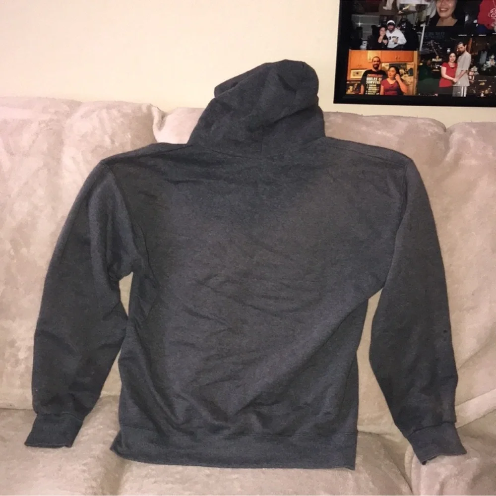 Hanes ultimate cotton grey medium zippered hooded sweatshirt damaged - Picture 8 of 9